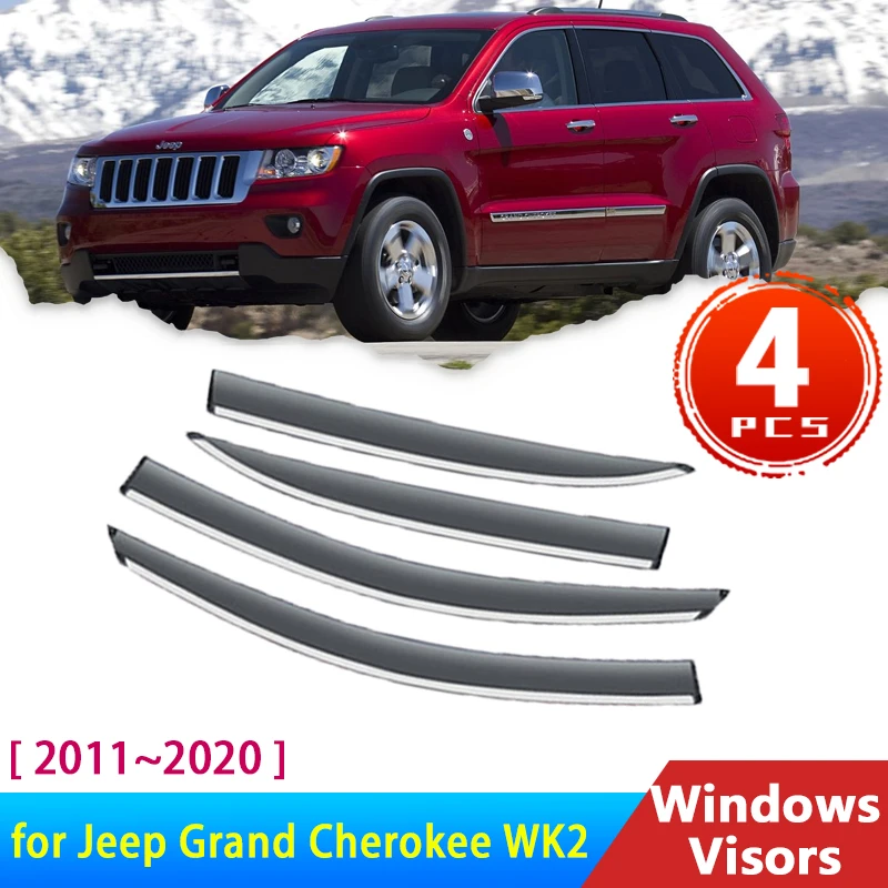 

Deflectors for Jeep Grand Cherokee WK2 2011~2020 2017 Accessories Car Windows Visors Rain Eyebrow Guards Sun Visor Awning Trim