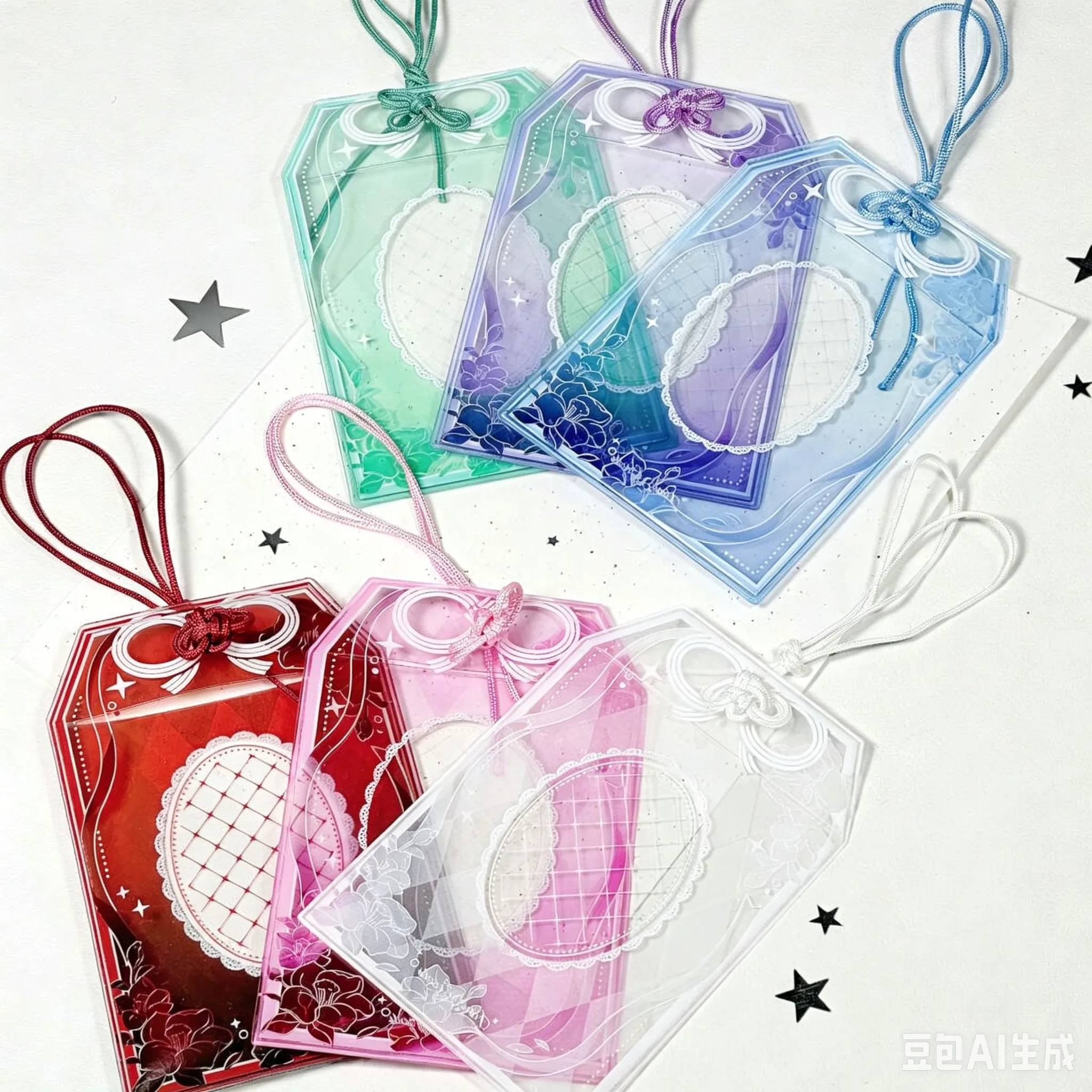 Ribbon Omamori PVC Card Holder 3 Inch Photocard Polaroid Card Case Display Protector Storage Ita Bag Charm