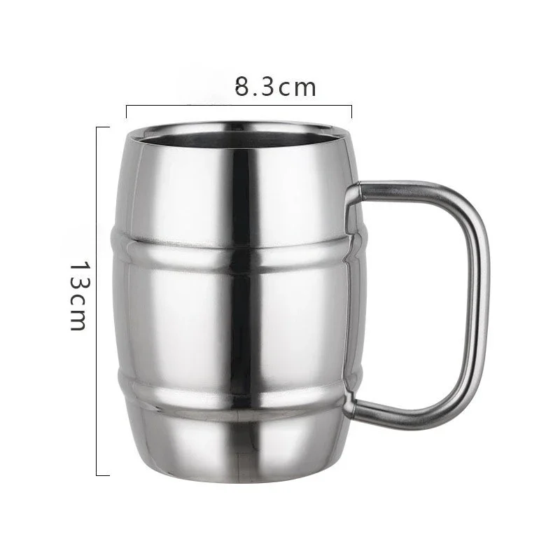 304 الفولاذ المقاوم للصدأ جدار مزدوج معزول كوب للبيرة مع مقبض للمشروبات الباردة الساخنة القهوة الحليب الشاي الاطفال المنزل بار مطعم الاستخدام