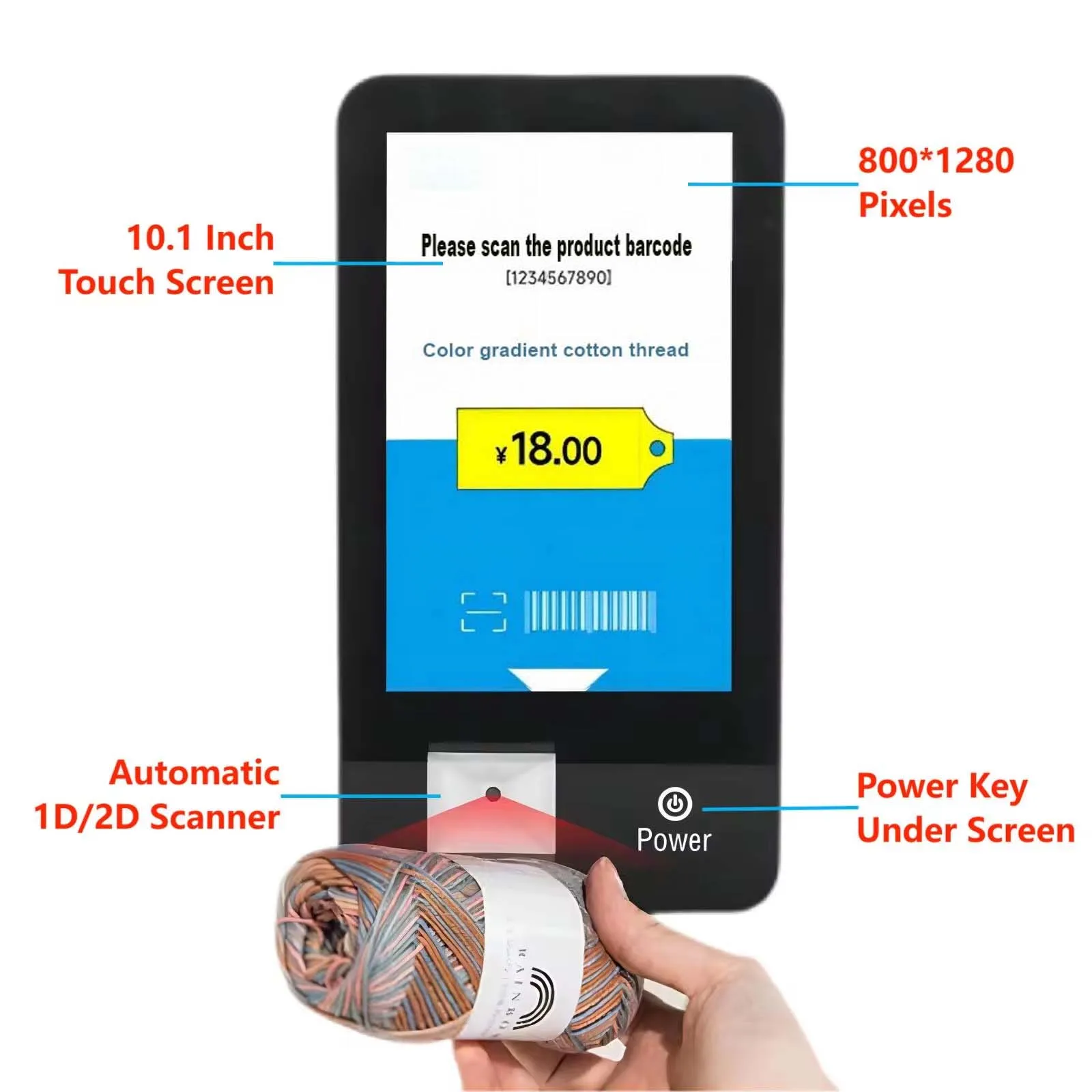 10.1 Inch Vertical Screen Price Checker Wall Mount Android 11 Self Ordering Kiosk Price Validator With Barcode QR Code Reader