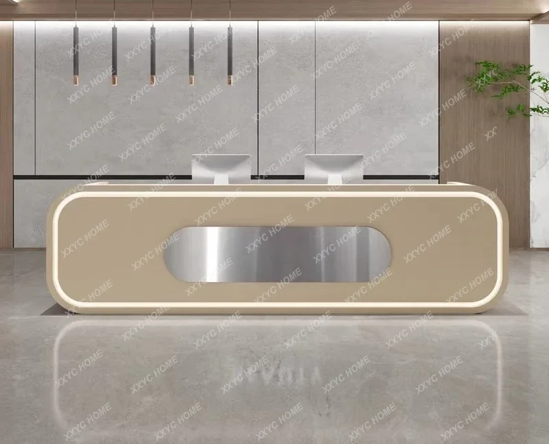 Modern simple reception desk Hotel checkout page Clothing store front desk