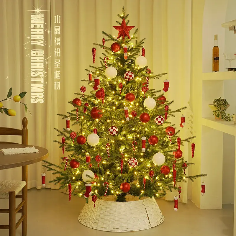 Pre-lit Luminous PE Simulation Spruce Christmas Tree Large DIY Assembly Kit For Household Living Room Festive Arrangement