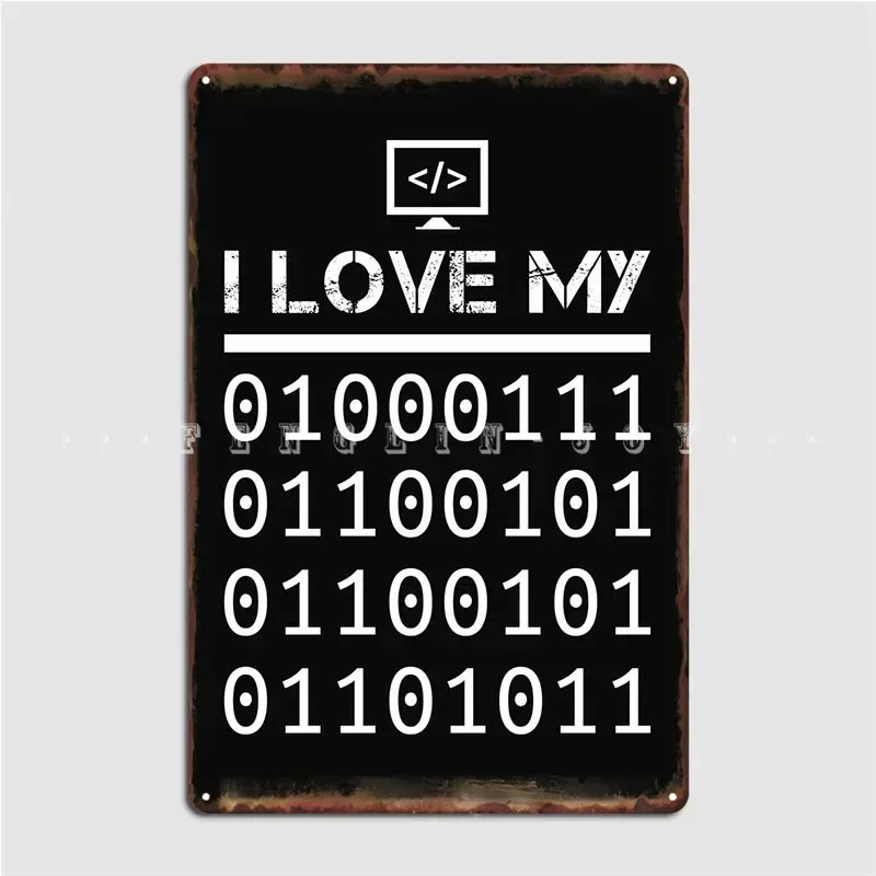 Funny Binary Code Geek Metal Plaque Poster Club Party Custom Wall Decor Club Bar Tin Sign Poster