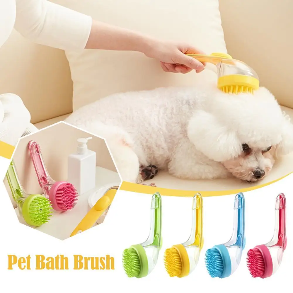 

Soft Silicone Pet Bathing Brush Cat Massage Brush Pet Grooming Comb for Cats Dogs Long Handle Dog Cleaning Brush Pet Supplies