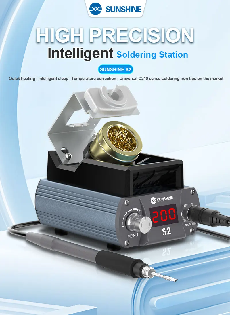 SUNSHINE S2 210 Precision Soldering Station No pressure on large solder joints，Rapid heating 1S heating and 2S tinning。