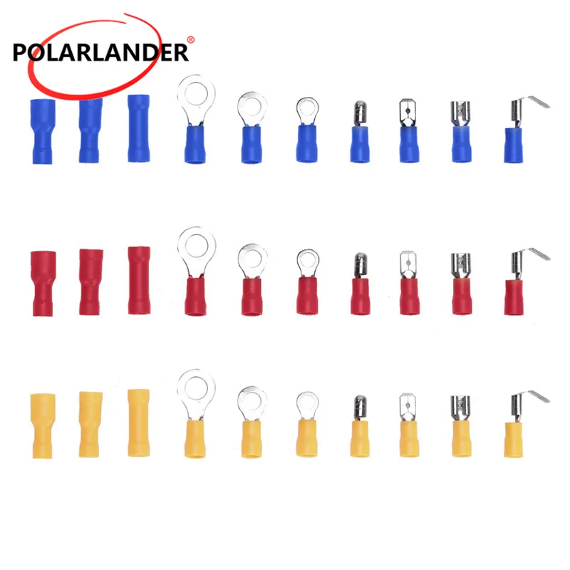 480Pcs Electrical Wire Crimp Connectors 12‑Type Insulated Spade Ring Bullet Terminals Assortment Set with Storage Box