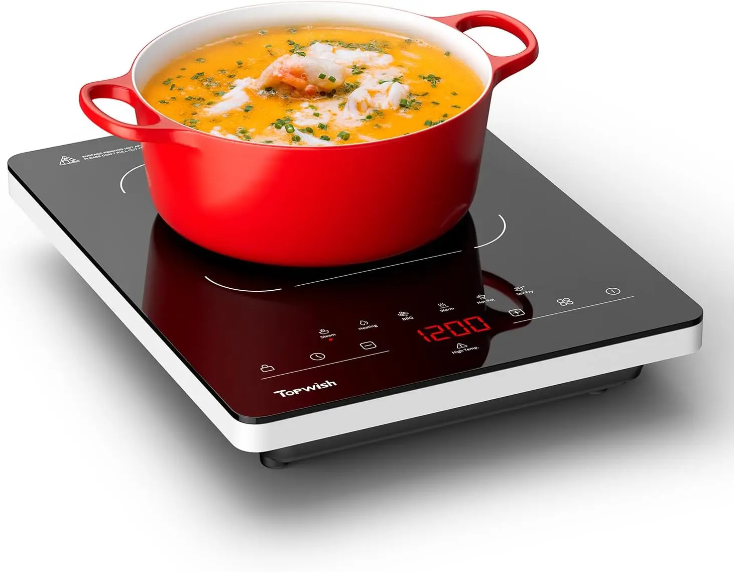 

Portable Electric Stove,110V Single Burner Electric Cooktop, Countertop Burner Hot Plate with 6 Preset Functions,10 Power