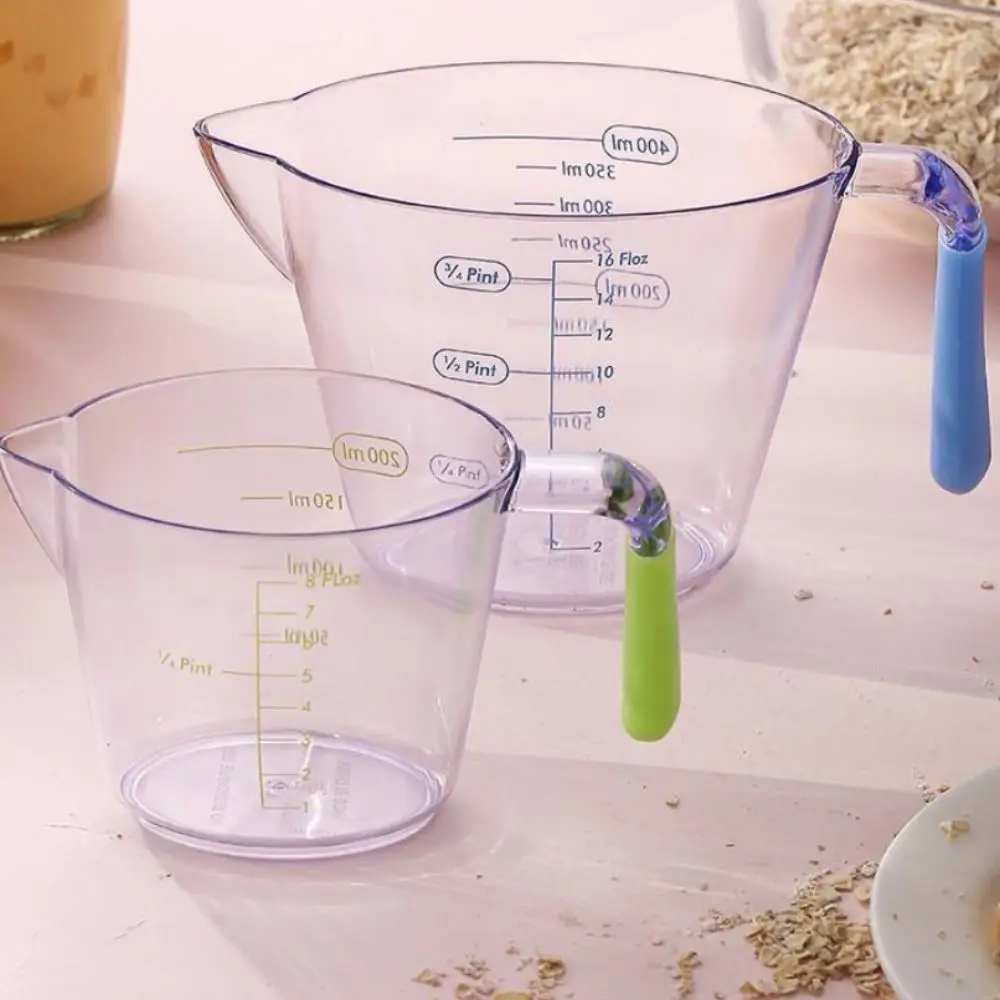 3pcs/set Stackable Plastic Measuring Cups Set with Scales Clear Baking Measuring Cup Non-slip Handle V-shaped Flow Guide