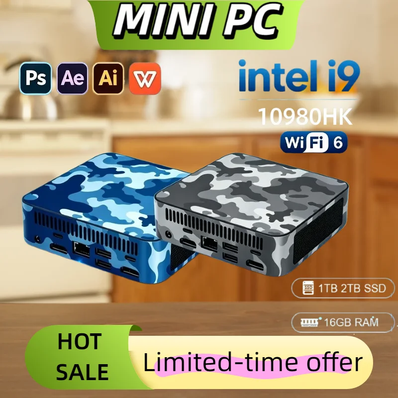 New 2026 Compact MINI PC Core i9 10980HK 16GB RAM 1TB 2TB SSD WIFI 6 BT5.2 4K HD Mini Gaming Office Study Pc