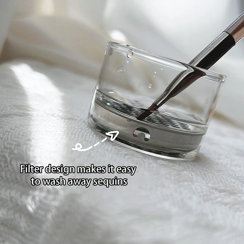 살롱용 나무 뚜껑이 있는 유리 네일 컵 1개 - 파우더, 리퀴드, 브러쉬 보울 홀더 용기 네일 아트 클리닝 도구