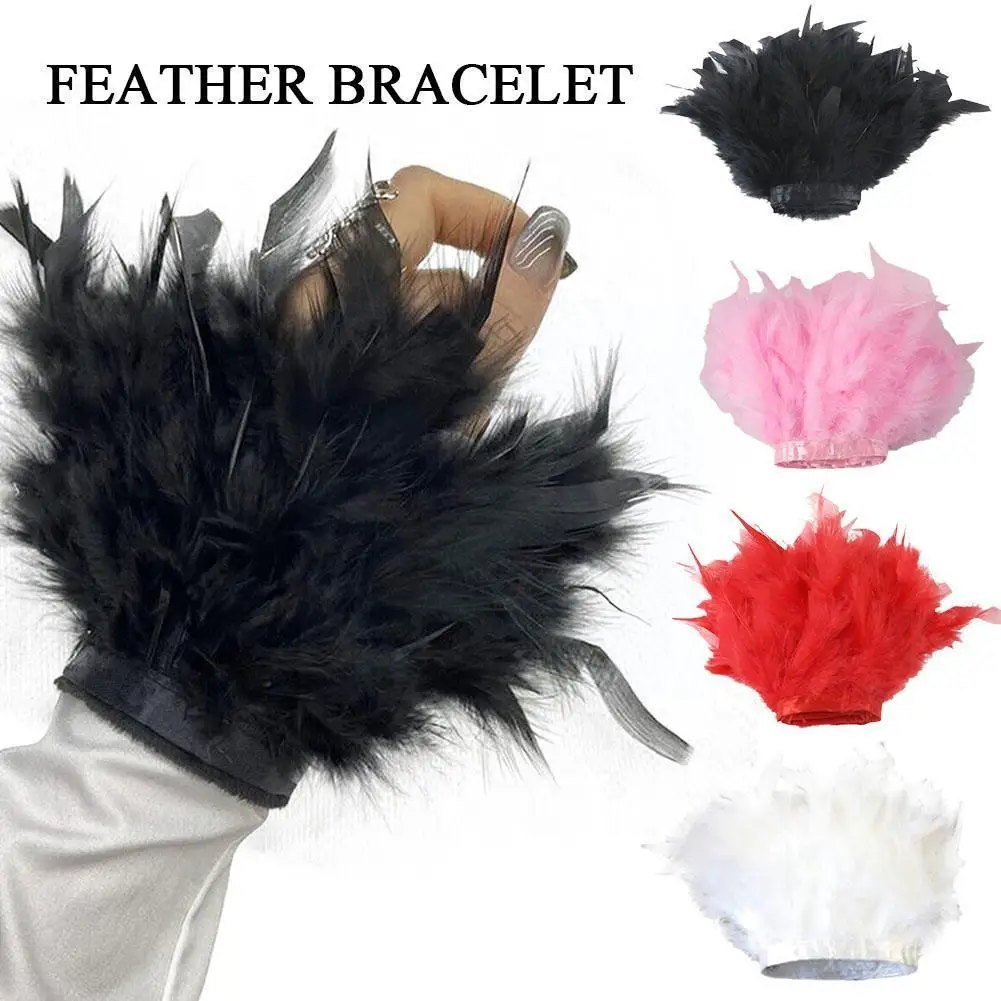 Feather Cuff For Women Feather Cuffs For Wrist Elegant Feather Snap Bracelet Nail Photo Cuffs Shirts Cuffs With Feather A9R4