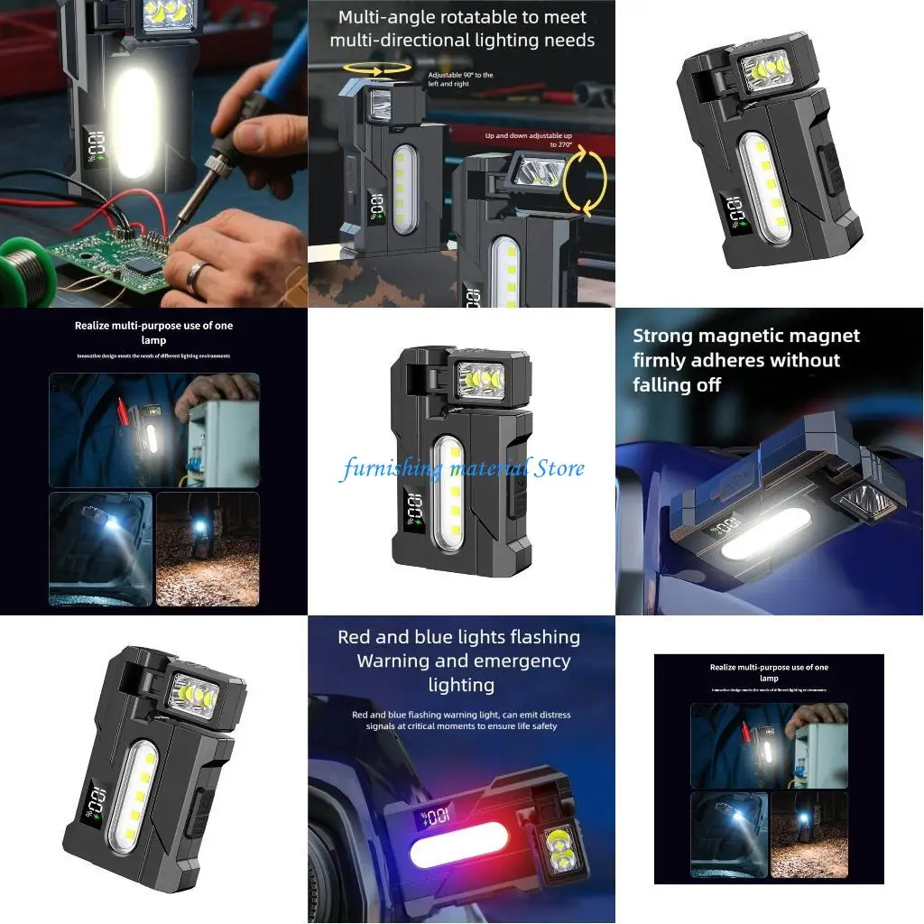 

Портативный рабочий фонарь Y5GD с вращающимся магнитным основанием и функцией аварийного предупреждения