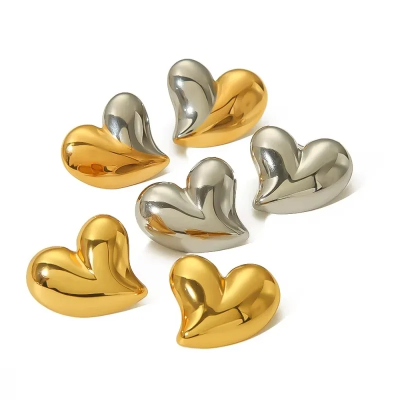

Simple Design Exqusite Gold Plated Heart-Shaped Earrings Fine Stainless Steel Stud Earrings For Women Daily Wearing Party Gifts