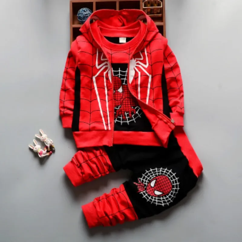 

Baby Boy Clothing Sets Spiderman Cartoon Jacket +T Shirt + Pants Children Clothes 3PCS Toddler Boys Spider Man Sport Set Girls