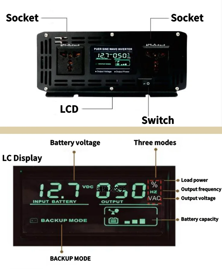 MYAMI Factory price 12V 24V 48V 72V to 110V 220V pure sine wave inverter 3000W solar car inverter