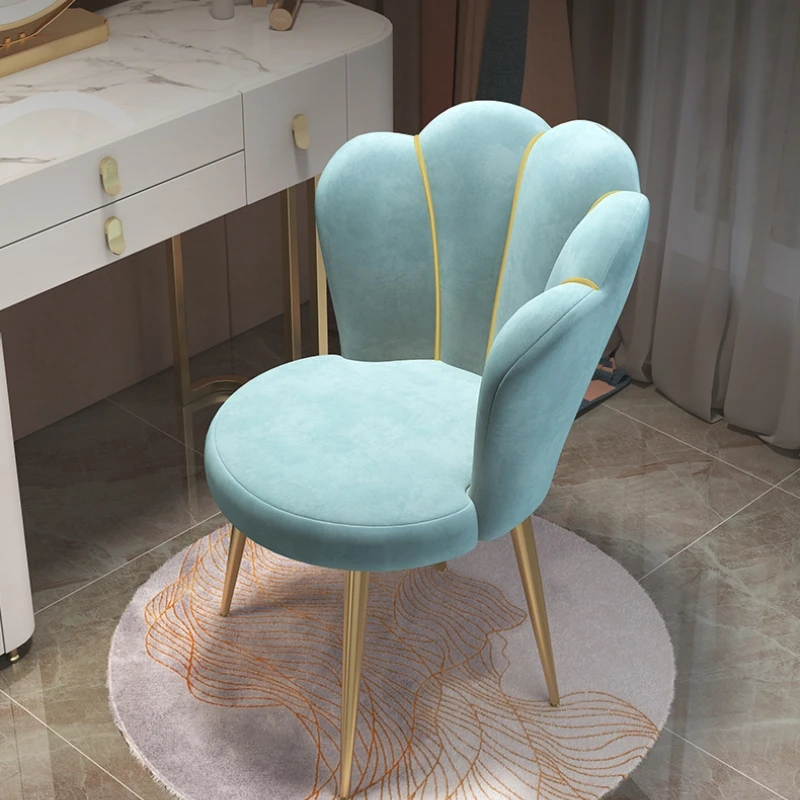 

Modern Nordic Dressing Chair - Velvet Home Living Room Dining Chairs Bedroom Furniture Makeup Stool Nail Chair