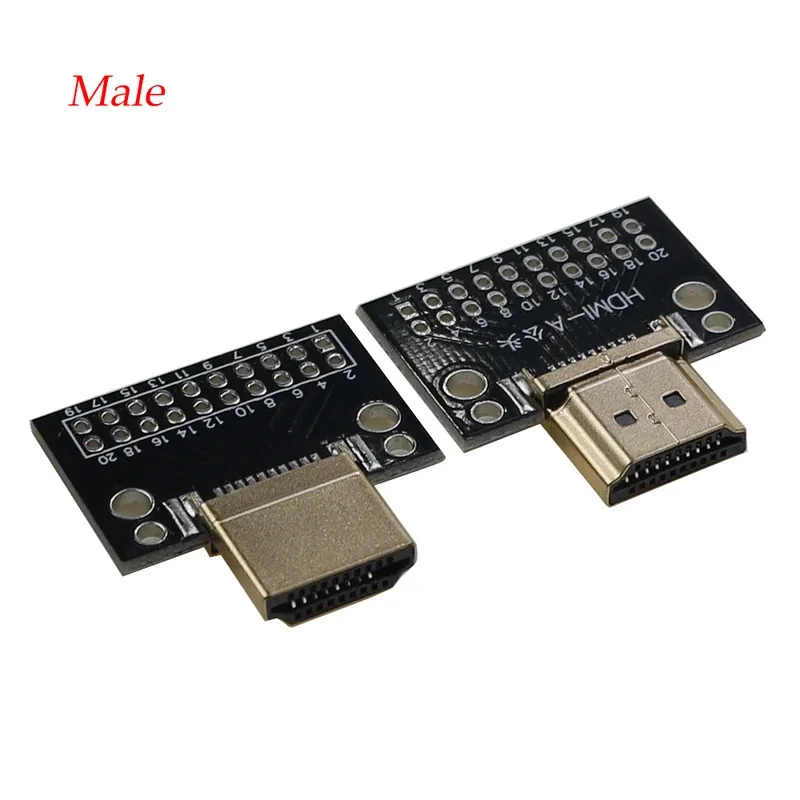 1pc HDMI Male & Female Test Board - 19Pin Solder Type A Plug Connector with PCB Test Board (Compatible)