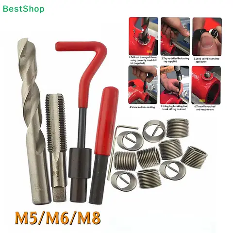 ❄Thread Repair Kit (M5/M6/M8) | Helicoil Insert Set with Drill, Tap & Installation Tools for Damaged Bolt Threads