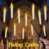 Halloween Floating Candles with Magic Wand Flickering Warm Light LED Flameless Candle Taper Candles for Christmas Party Home Party Decor