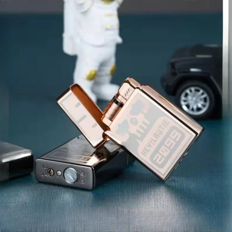 Draagbare Metalen Inductie Ontsteking Sigarettenaansteker Heren Boutique Gift Butaangas Aansteker Winddicht Aansteker Ongebruikelijke Aanstekers