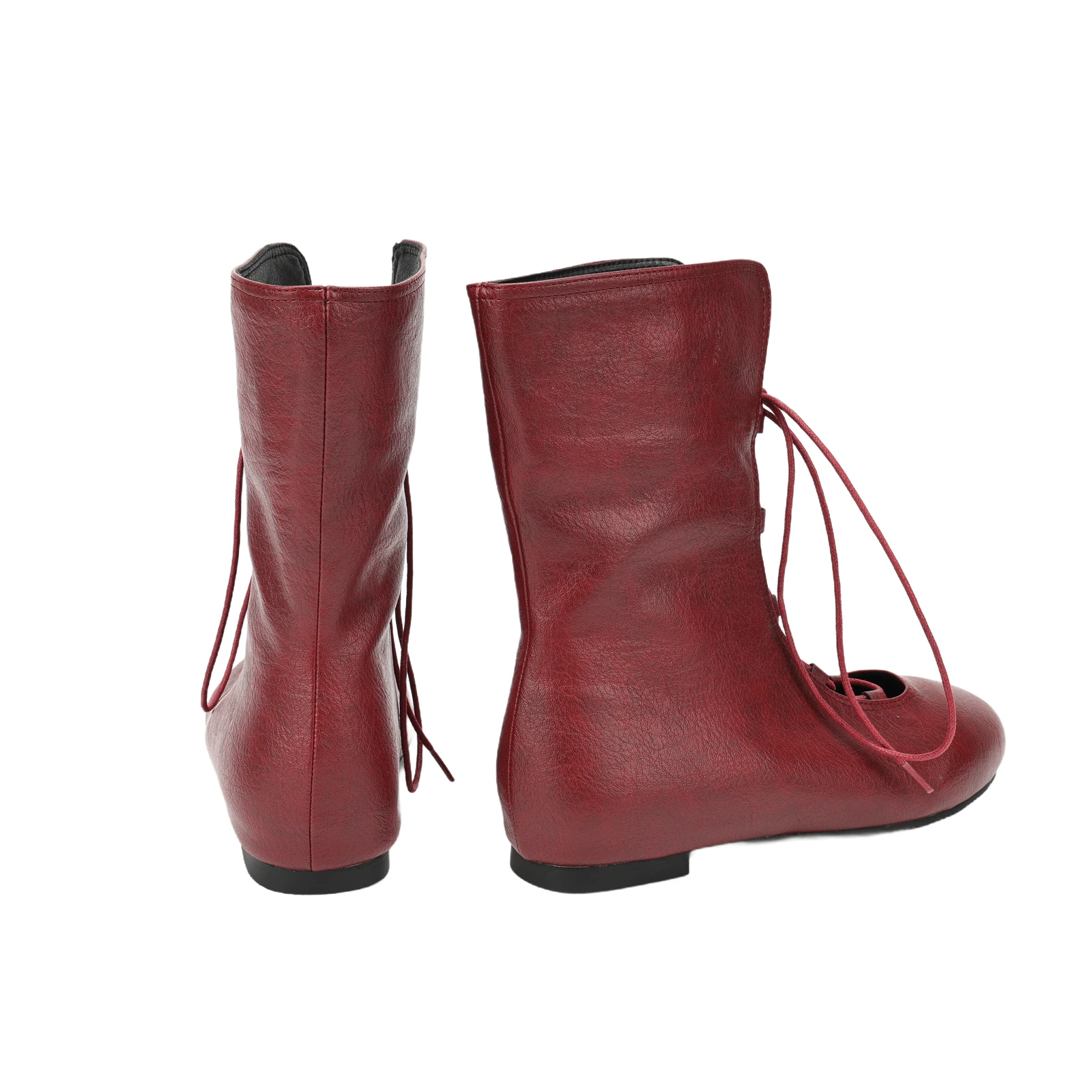 ヴィンテージバイキングシューズ中世スチームパンク女性レースアップロリータレザーブーツエルフハンターコスプレ衣装ルネッサンスフロックシューズ