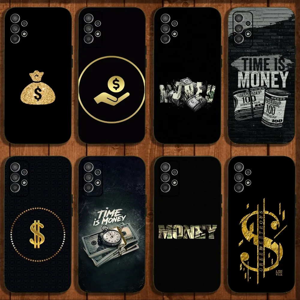 Money Gold Cash Art Design Phone Case For Samsung Galaxy A13,A21s,A22,A31,A32,A52,A53,A71,A80,A91 Soft Black Cover