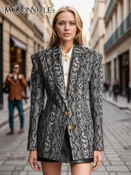 TWOTWINSTYLE blazer Slim a serpentina Colorblock per donna colletto dentellato tunica a maniche lunghe impiombato cappotto con bottoni moda femminile