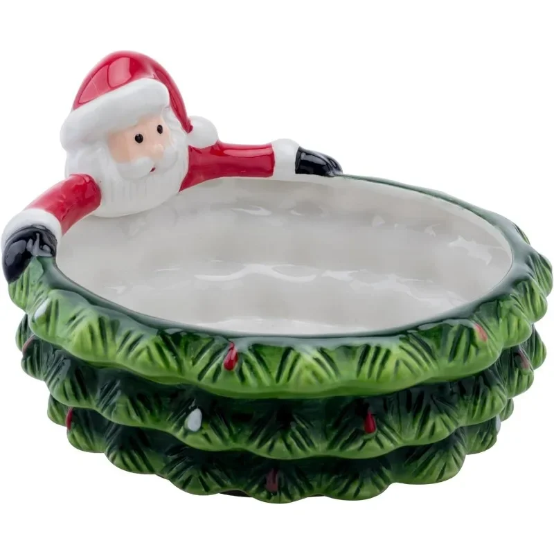 

Christmas Candy Bowl - Large hand-painted ceramic Christmas tree candy tray
