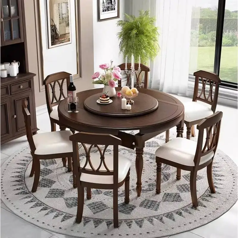 Designer Set Dining Table Design Decorations Style Modern Solid Wood Dining Table Restaurant Walnut Mesas De Comedor Furniture