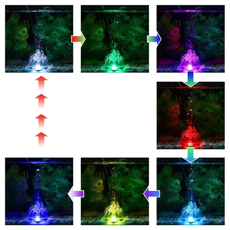 SIROKA Colorful LED Aquarium Air Stones IP68 Rated Changing Bubble Light with Sucker for Fish Tank
