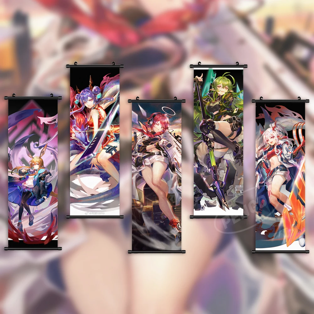 

HD Arknights Home Decor Gavial Prints Wall Art Amiya Poster Canvas Game Picture Reed Scroll Schwarz Hanging Painting Living Room