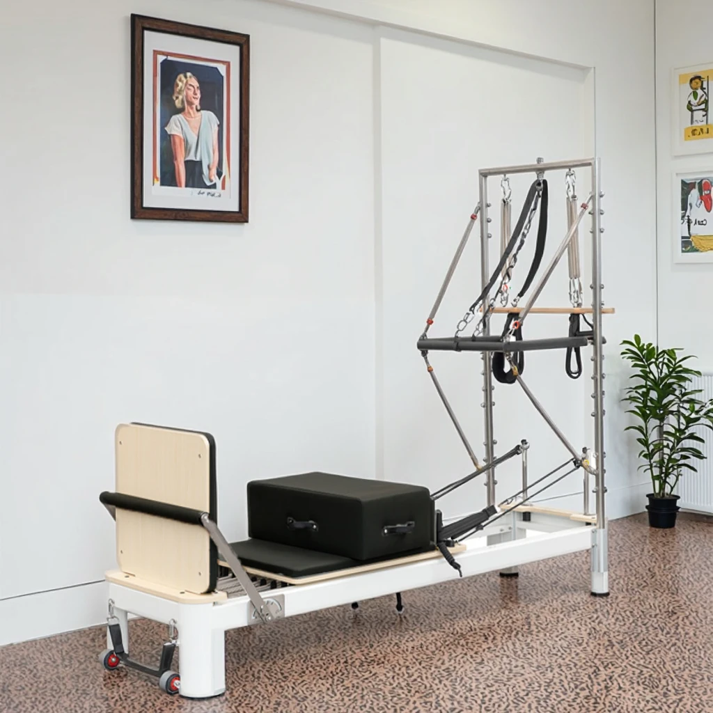Pilates Reformer Gym Equipment Wood Material  Two-in- One Core Bed With Tower for Bodybuilding Pilates/Yoga Studio