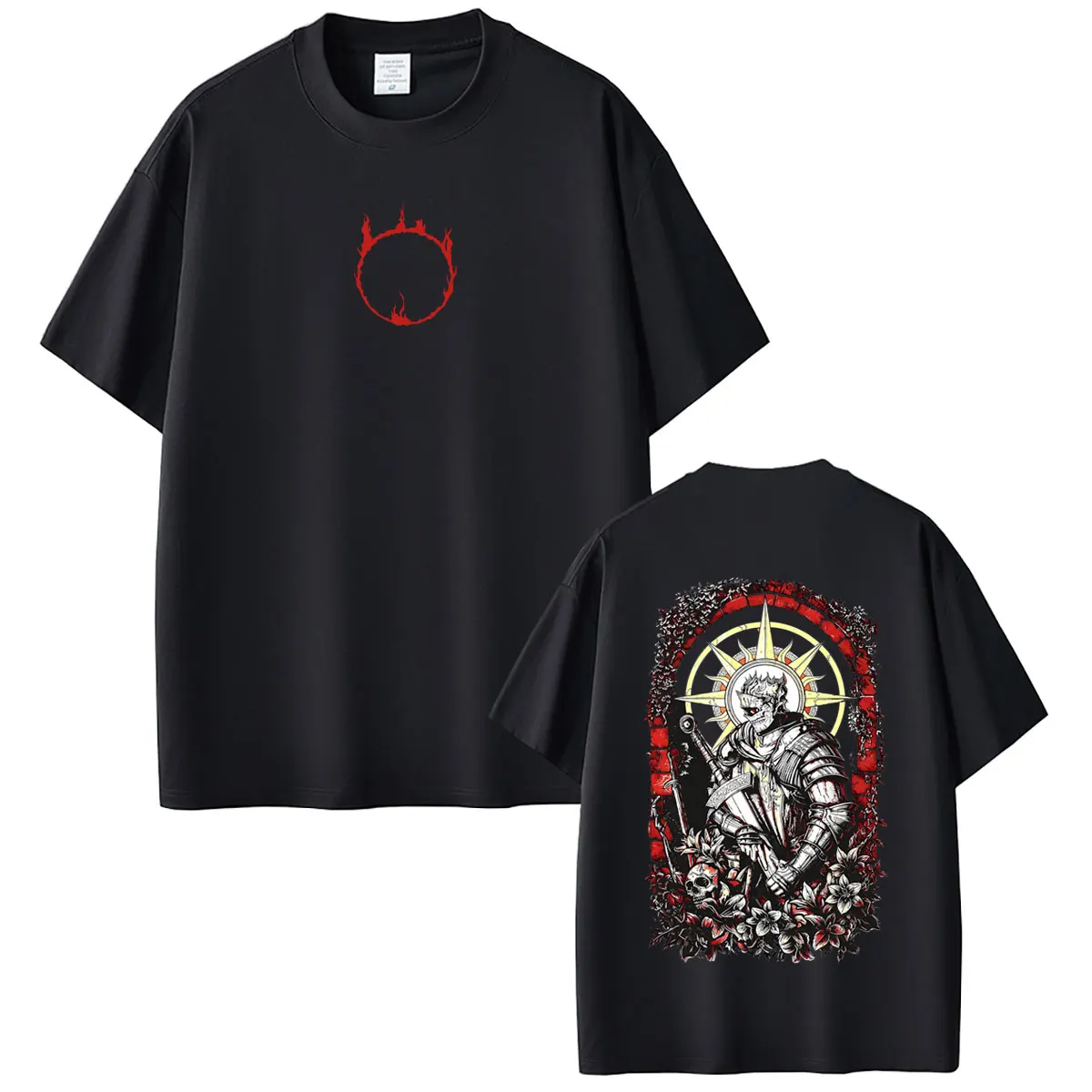 Game Dark Souls Solaire of Astora Graphic T-shirt Men Women 90s Gothic Rock Casual Soft Cotton T Shirts Male Punk Vintage Tshirt