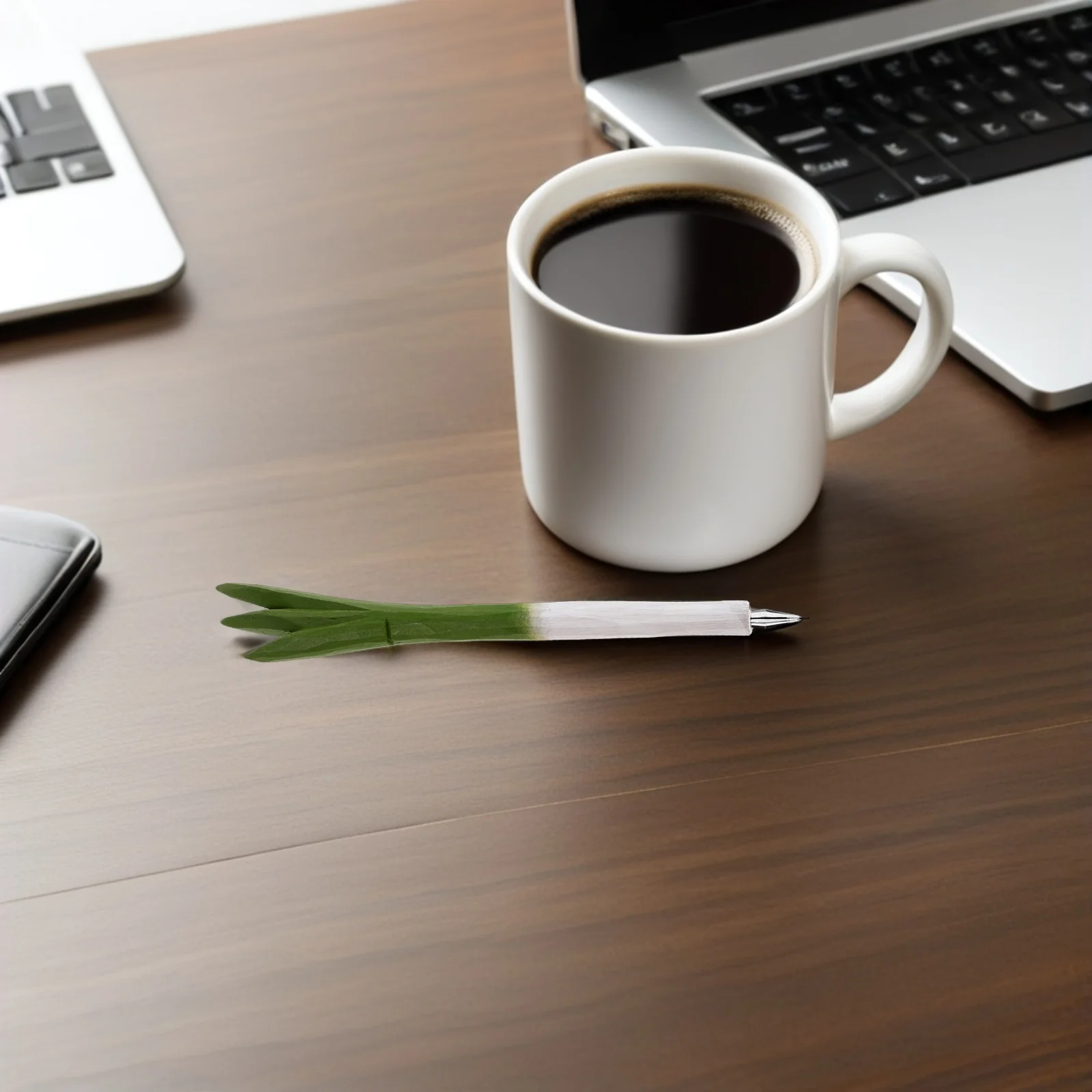 

2pcs Wooden Carved Scallion Pen Handcrafted Wood Ballpoint Smooth Writing For Journaling Office School - Cute Aesthetic