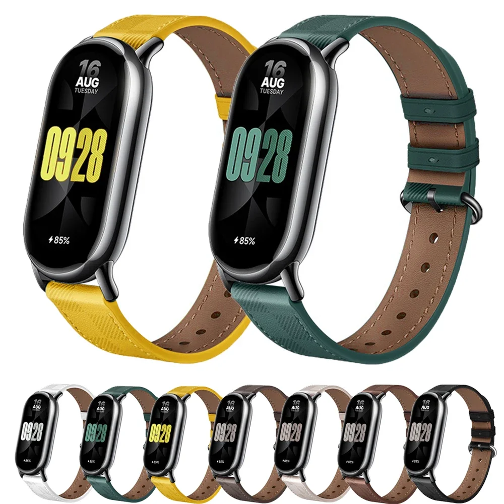 Leather Watch Band for Xiaomi Mi Band 8/9 Strap Bracelet for Mi Band 8 Watchbands Pulseira for MiBand 8 Wrist Straps Accessories