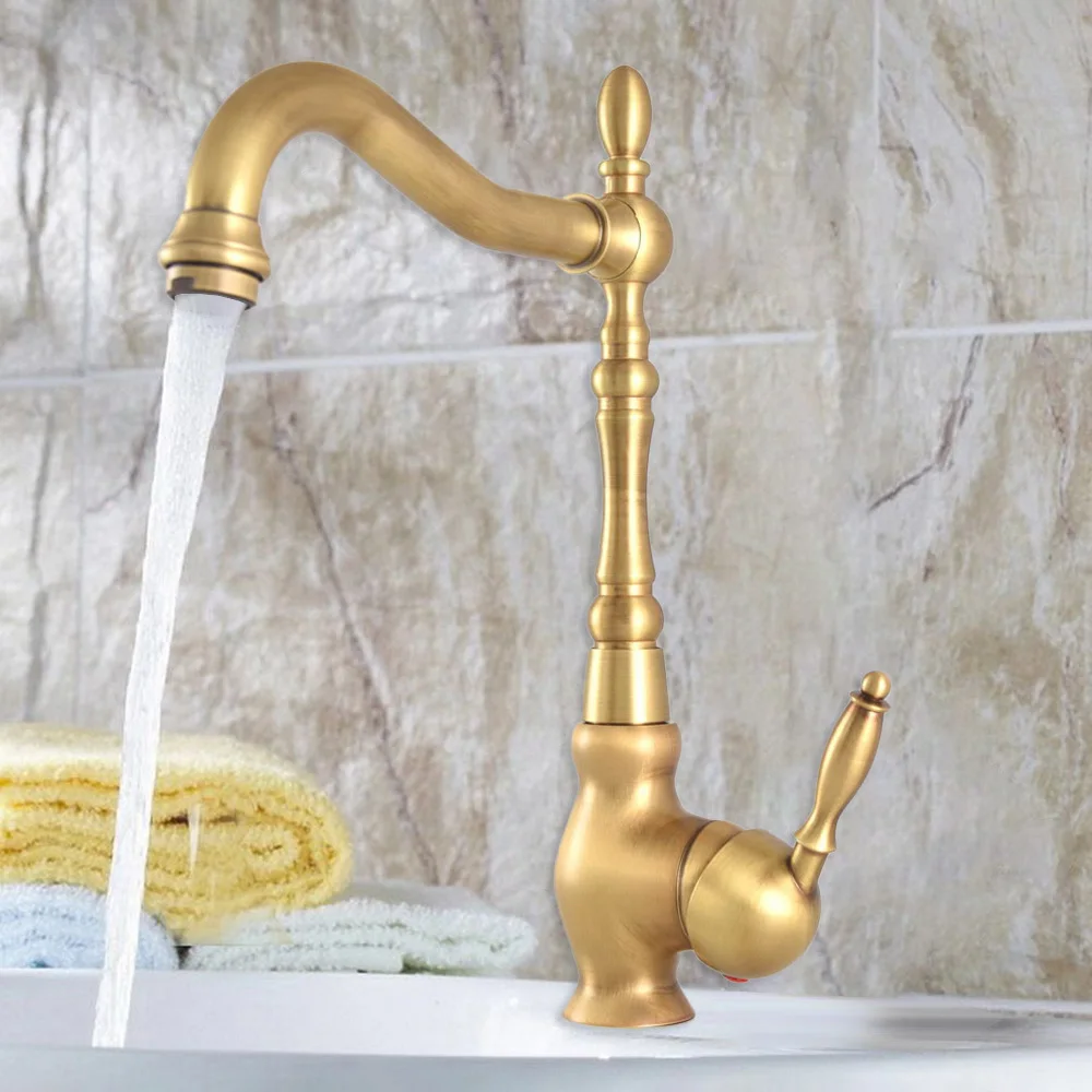 العتيقة النحاس مقبض واحد المطبخ صنبور حوض للحمام بالوعة صنبور قطب صنبور حوض خلاط