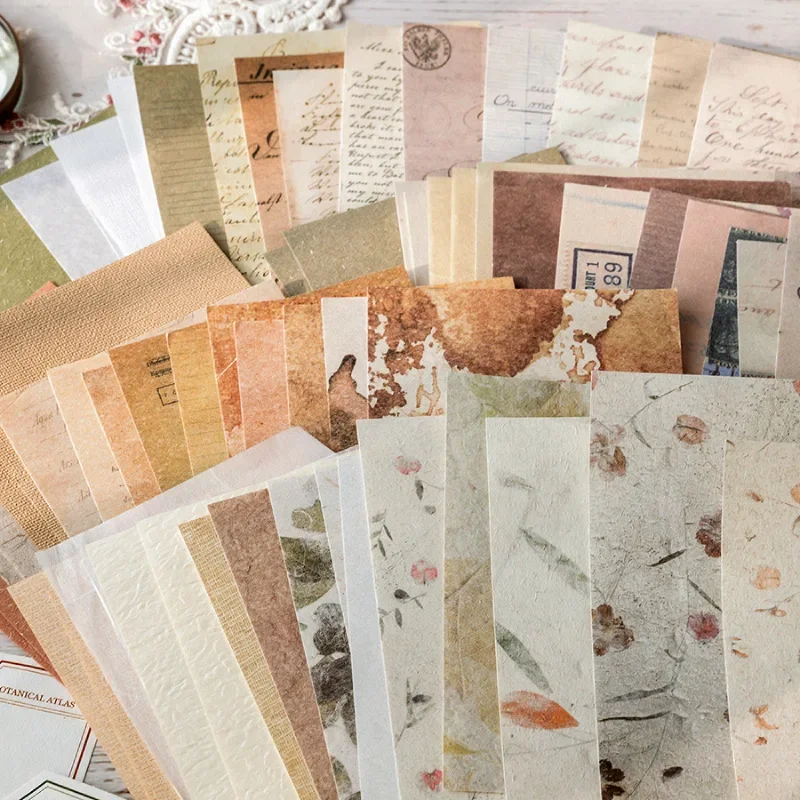 30pcs/pack Vintage Material Paper DIY Scrapbook Journal Planner Collage Photo Album Retro Background Paper Combo Kit Stickers