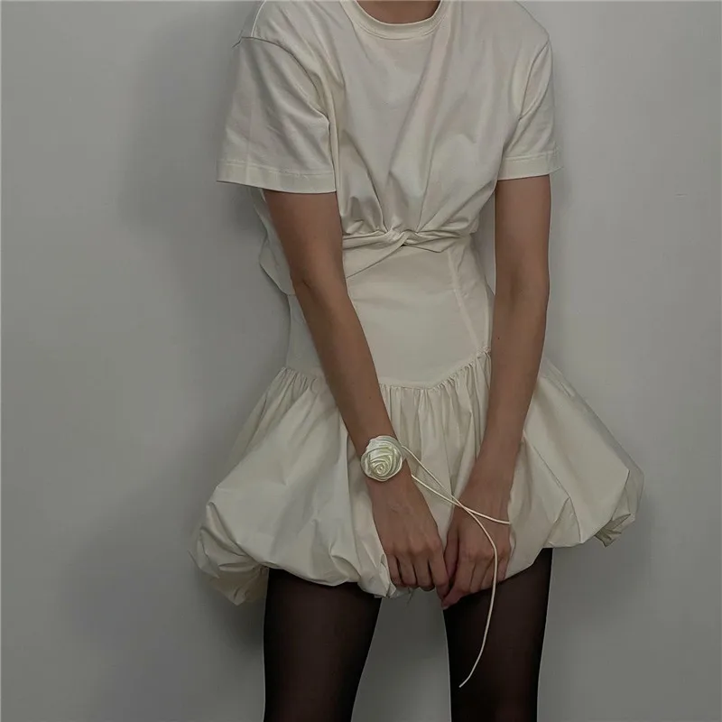 2026 Y2K Women's Bubble Skirt: Elastic Waist, Pleated Ruffle Hem A-Line Mini for Cute, Puffy Short Balloon Style