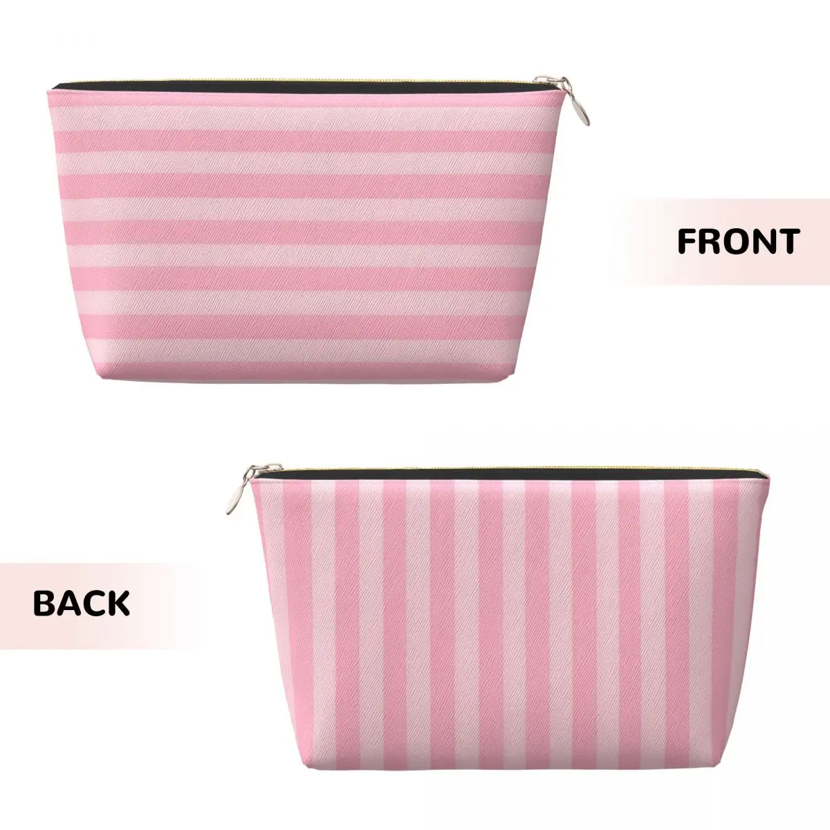 Pink White Stripe Leather Travel Toiletry Bag Water-Resistant Organizer for Men and Women on the Go