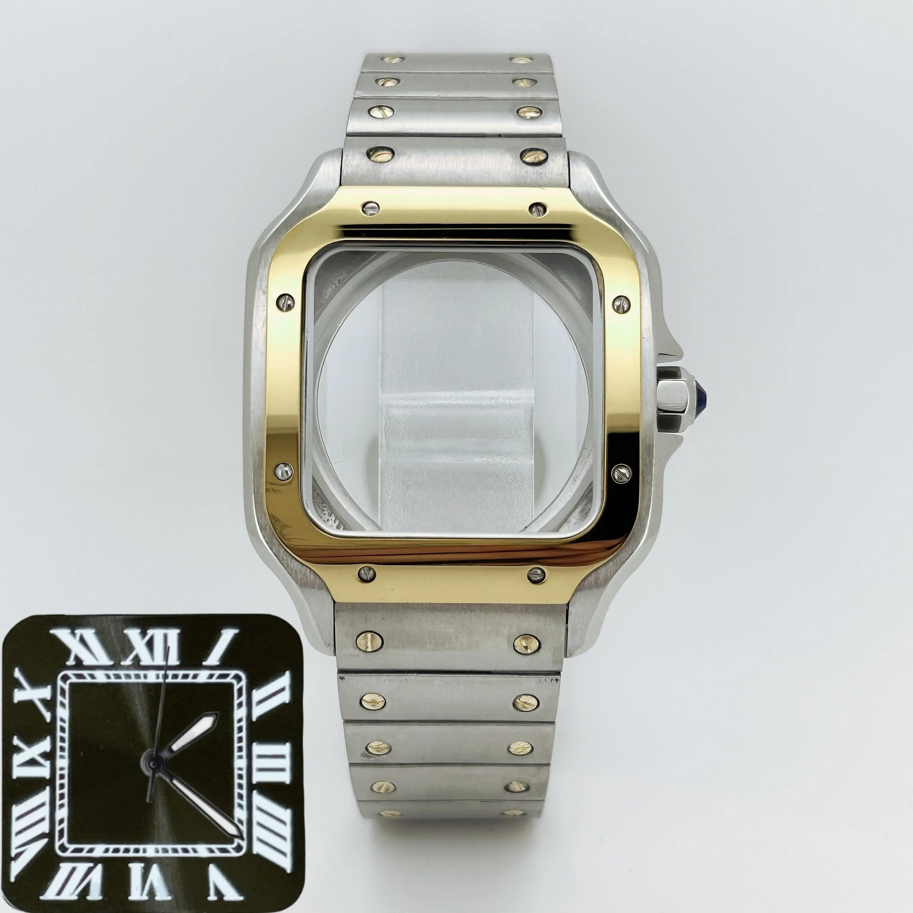 Caja de reloj cuadrada de 38mm, acero inoxidable 316L para cartieres, accesorios de reloj, piezas de modificación Santos para movimientos Sk NH35 NH36