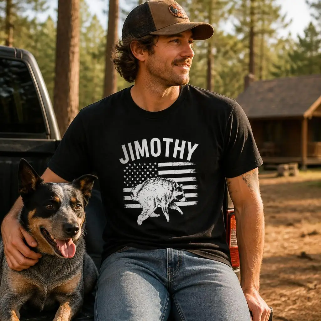 Jimothy Viral Seattle Racoon Funny Jimothy Men Retro T Shirt 100% Cotton Clothing Fun Short Sleeve Tee Gift T-Shirts