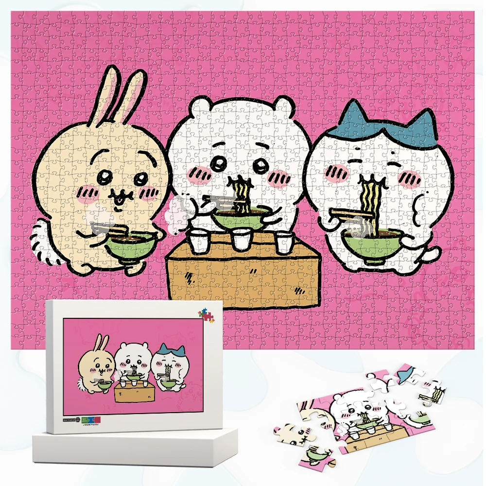 

Chiikawa with Friends Jigsaw Puzzle Cartoon Sanrio Character Eat Noodles Large Adult Jigsaw Unique Design Fun Family Game Puzzle