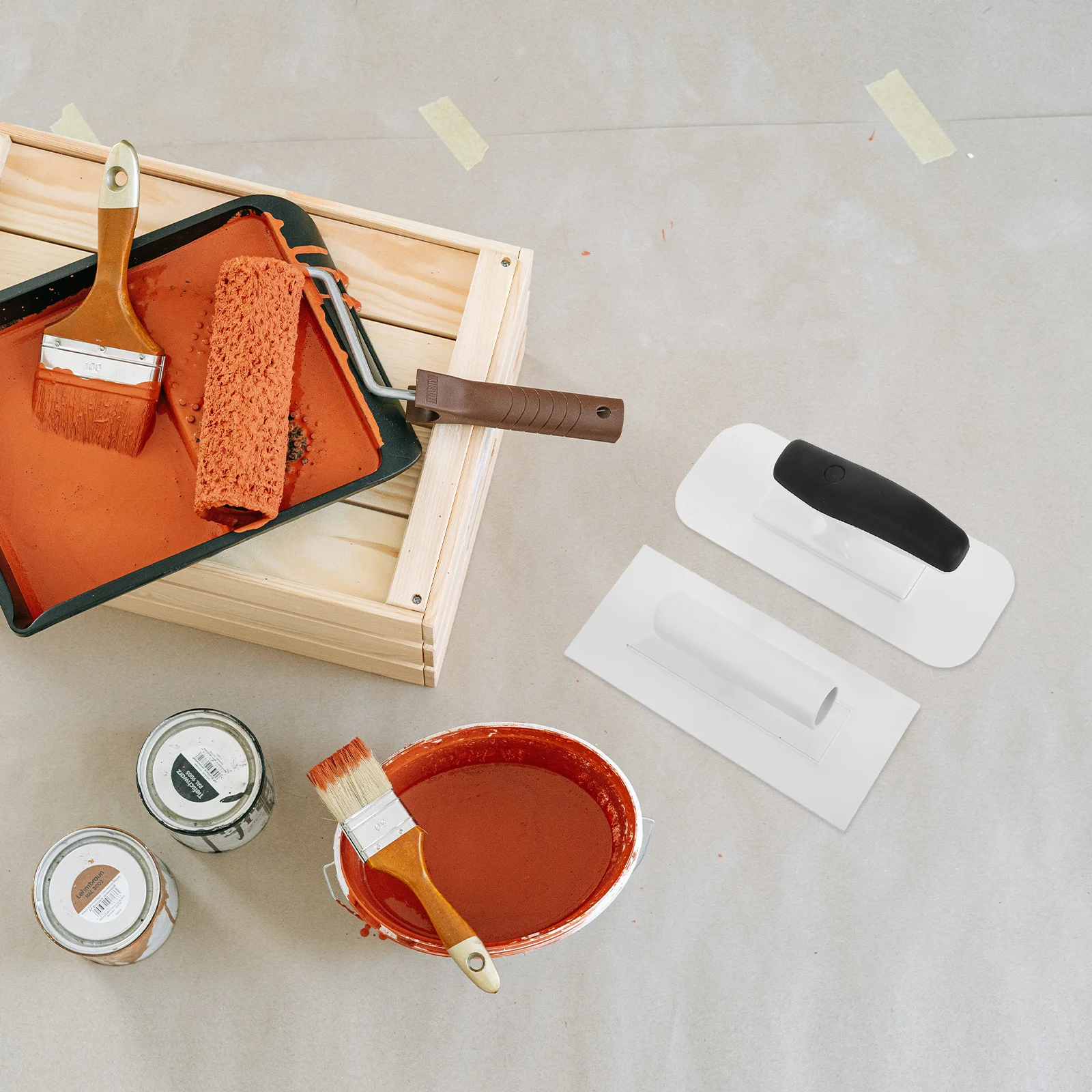 

2pcs Plastic Flat Finishing Trowel Artistic Plaster Tool Ergonomic Design Smooth Wall Coating Uniform Application Plastering