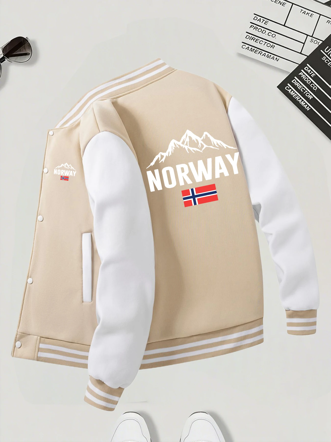 الخريف الشتاء الرجال NORWAY مطبوعة البيسبول سترة معطف فضفاض دافئ يندبروف أبلى موضة شارع العليا في الهواء الطلق الشارع الشهير #6