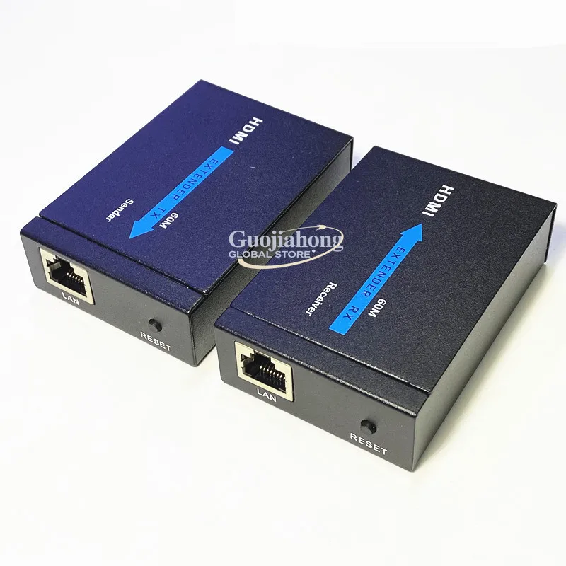 High definition   extender 60m CAT6 network cable rj45 to   TV display, with power supply
