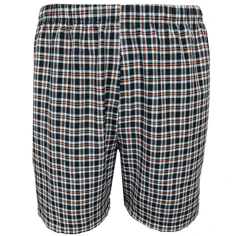 Men\'s colour weave plaid fashion leisure home rubber waist shorts four sets of thin loose plaid comfortable pajama trousers