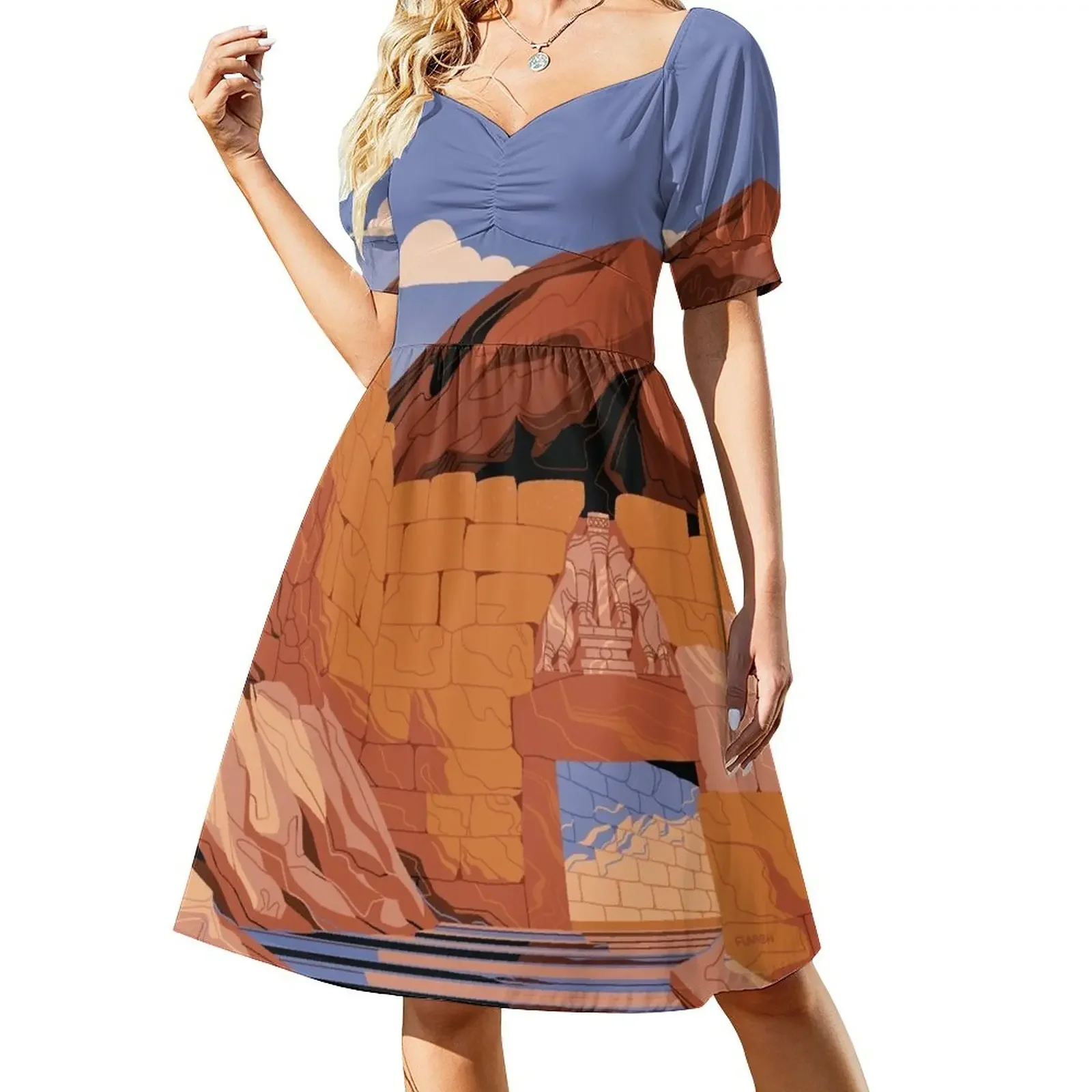

Mycenae Lion Gate Short-Sleeved Dress dresses korean style summer clothes for women