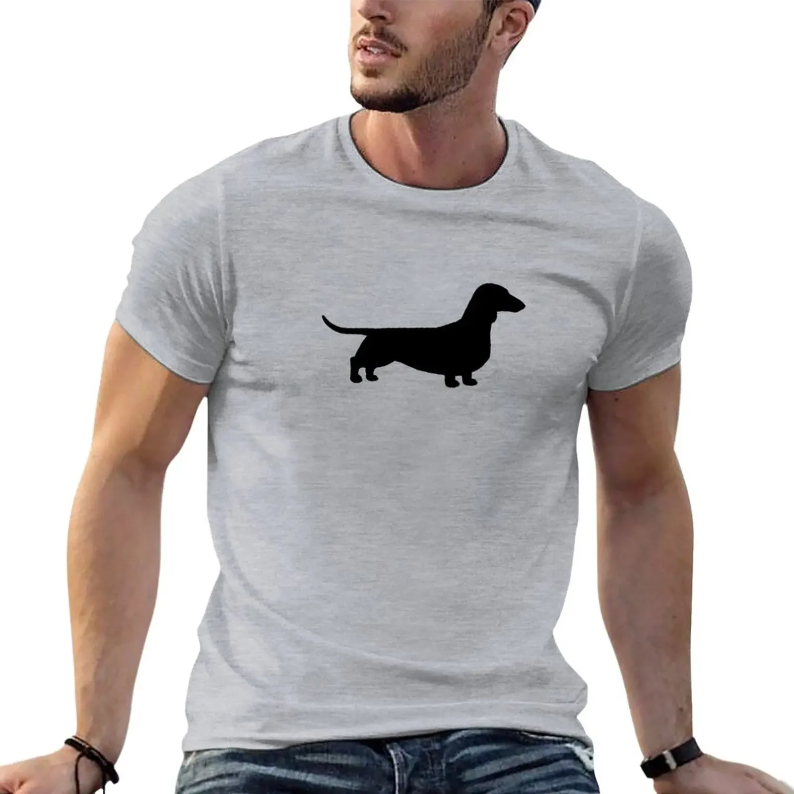 New Dachshund Dog Silhouette(s) Smooth Coated Wiener Dog T-Shirt shirts graphic tees tshirts for men