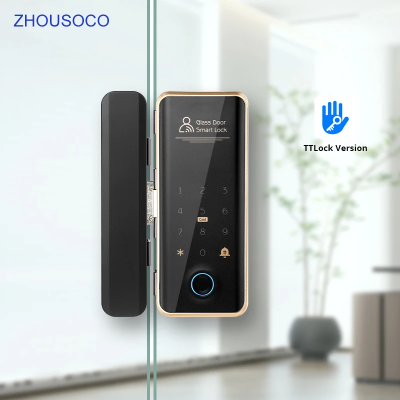 TTLOCK Smart Lock for Glass Door Bluetooth App Fingerprint Password Card Code Electronic Door Lock with Doorbell Sliding Door