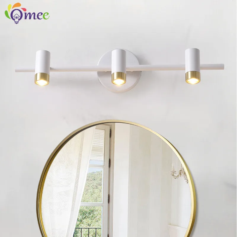 OMEE Nordic LED กระจกไฟหน้าโมเดิร์นสีขาวกระจกตู้ผนังห้องน้ำ Vanity Wall Spotlight กระจก